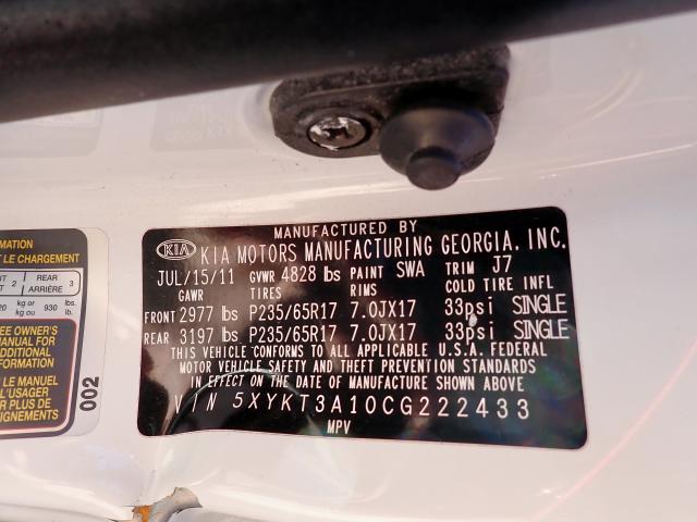 Photo 10 from auction – 2012 KIA SORENTO BA with VIN 5XYKT3A10CG222433