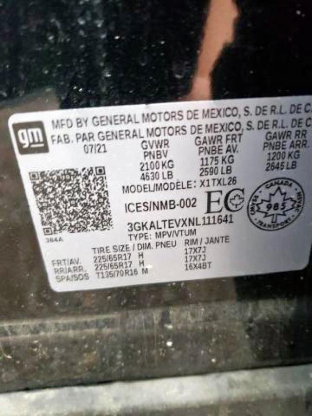 Photo 9 from auction – 2022 GMC TERRAIN SL with VIN 3GKALTEVXNL111641