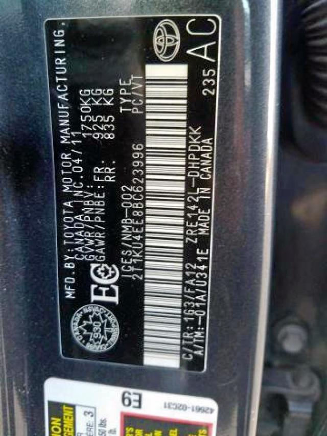 Photo 9 from auction – 2011 TOYOTA MATRIX BAS with VIN 2T1KU4EE8BC623996