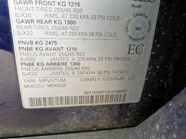 Photo 9 from auction – 2018 AUDI Q5 PROGRES with VIN WA1ENAFY4J2168959