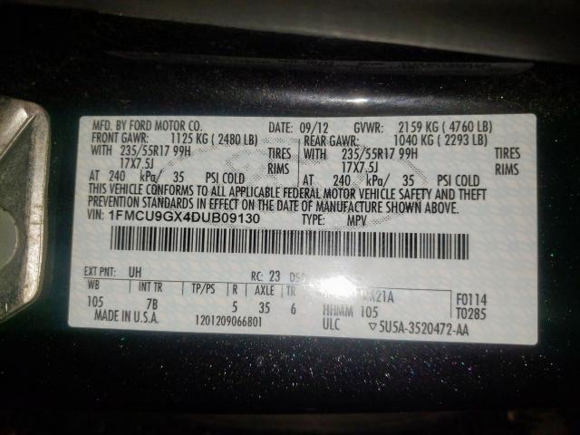 Photo 10 from auction – 2013 FORD ESCAPE SE with VIN 1FMCU9GX4DUB09130