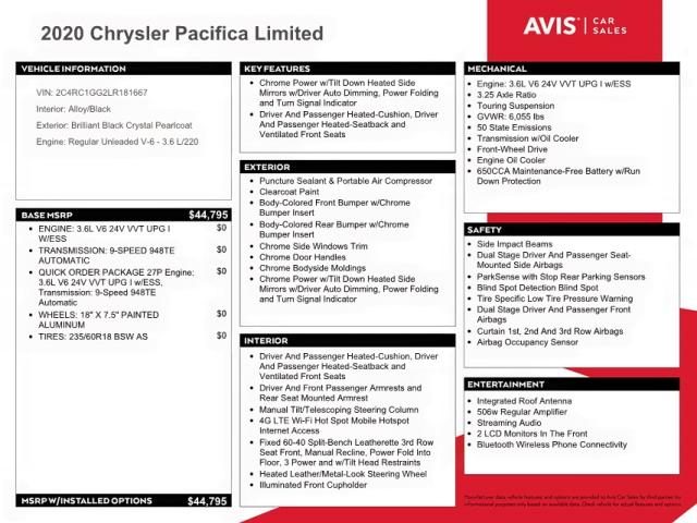Photo 10 from auction – 2020 CHRYSLER PACIFICA L with VIN 2C4RC1GG2LR181667
