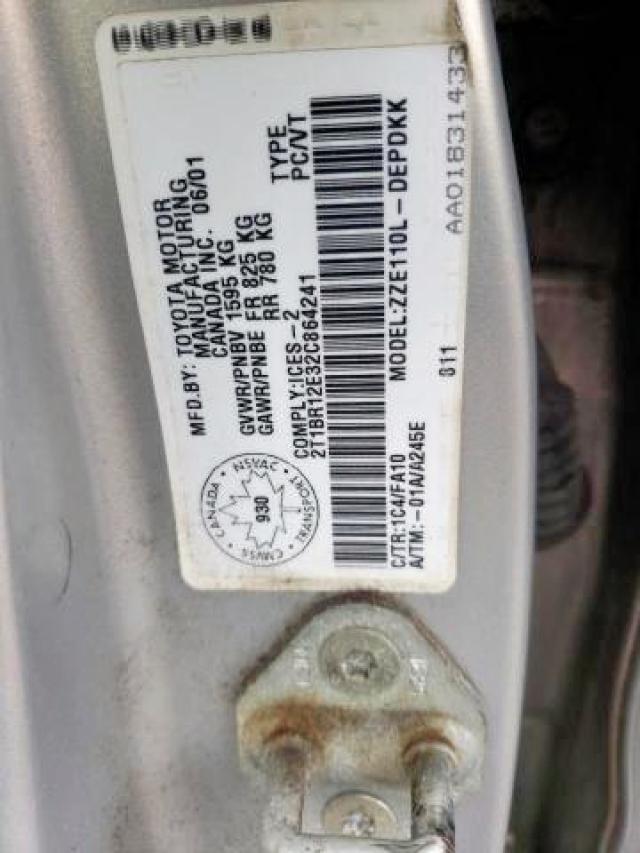 Photo 9 from auction – 2002 TOYOTA COROLLA CE with VIN 2T1BR12E32C864241