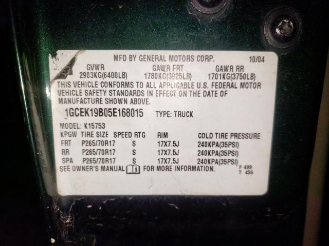 Photo 10 from auction – 2005 CHEVROLET SILVERADO with VIN 1GCEK19B05E168015