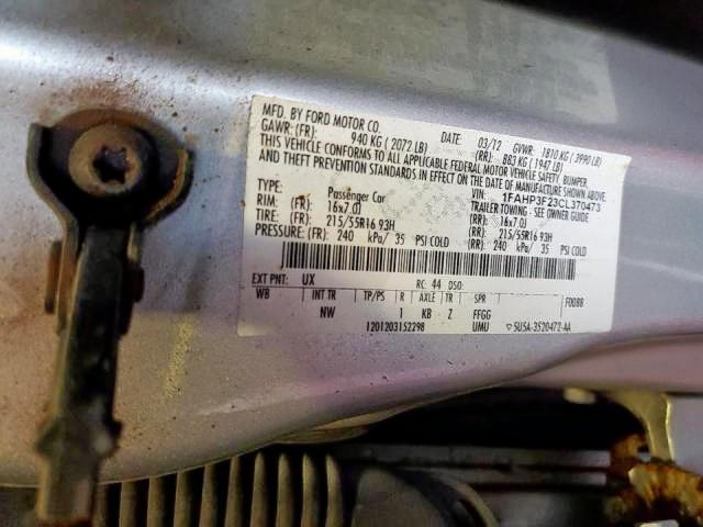 Photo 10 from auction – 2012 FORD FOCUS SE with VIN 1FAHP3F23CL370473