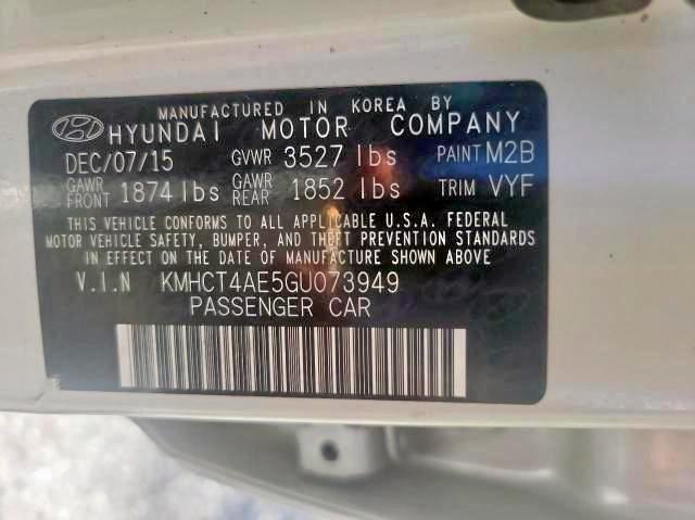 Photo 10 from auction – 2016 HYUNDAI ACCENT SE with VIN KMHCT4AE5GU073949