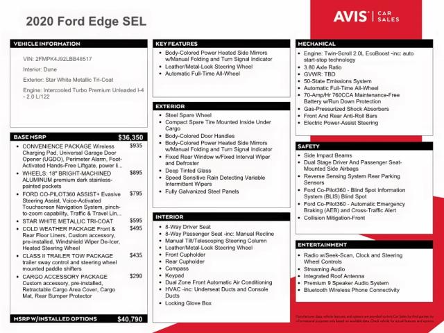 Foto 10 de la subasta – 2020 FORD EDGE SEL con VIN 2FMPK4J92LBB48517