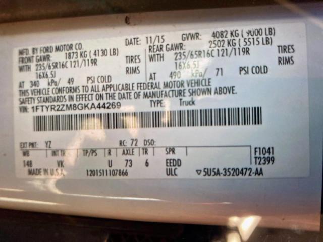 Photo 10 from auction – 2016 FORD TRANSIT T- with VIN 1FTYR2ZM8GKA44269
