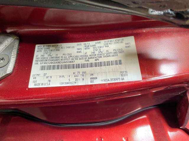Photo 10 from auction – 2014 FORD ESCAPE SE with VIN 1FMCU9GX8EUA53887