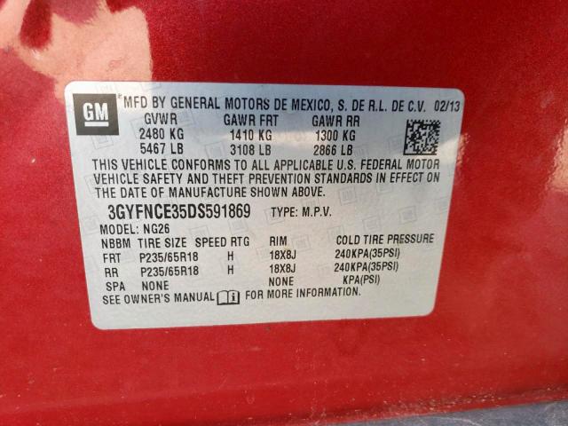 Photo 10 from auction – 2013 CADILLAC SRX LUXURY with VIN 3GYFNCE35DS591869