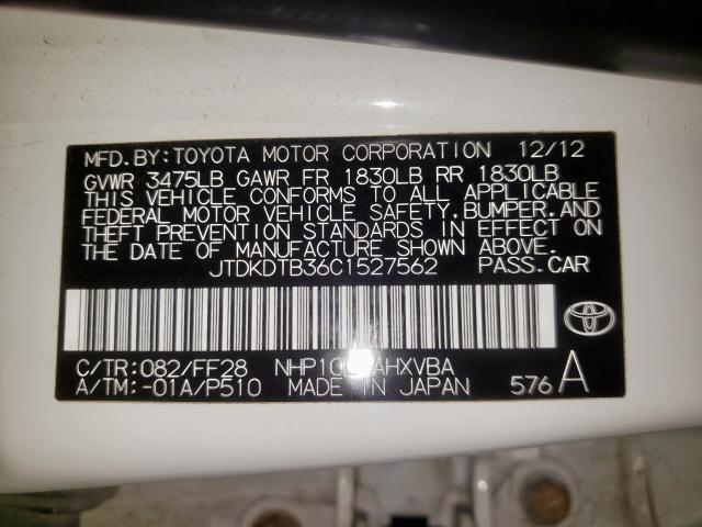 Photo 10 from auction – 2012 TOYOTA PRIUS C with VIN JTDKDTB36C1527562