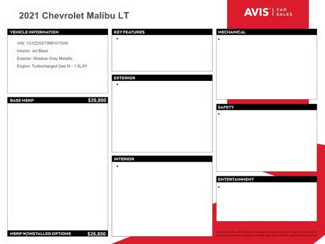 Photo 10 from auction – 2021 CHEVROLET MALIBU LT with VIN 1G1ZD5ST9MF077848