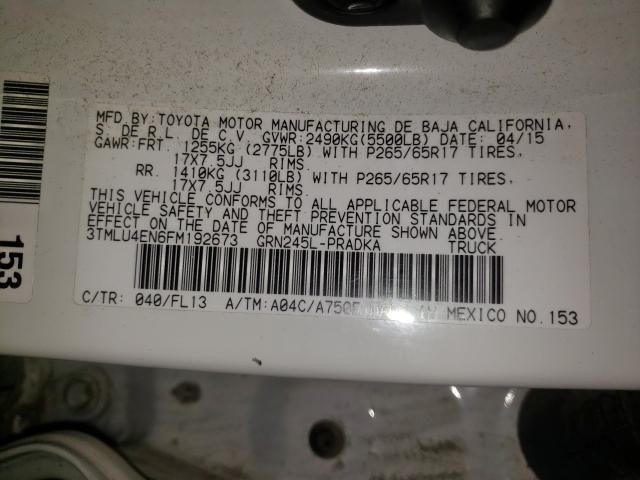 Photo 10 from auction – 2015 TOYOTA TACOMA DOU with VIN 3TMLU4EN6FM192673