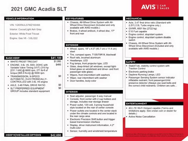 Photo 10 from auction – 2021 GMC ACADIA SLT with VIN 1GKKNULS7MZ165466