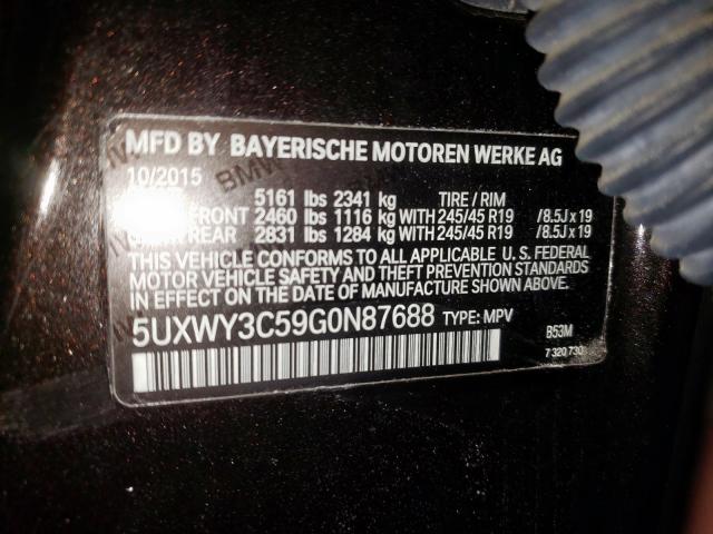Photo 10 from auction – 2016 BMW X3 XDRIVE2 with VIN 5UXWY3C59G0N87688