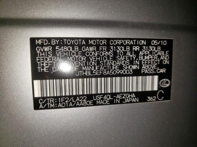 Photo 10 from auction – 2010 LEXUS LS 460 with VIN JTHBL5EF8A5099003