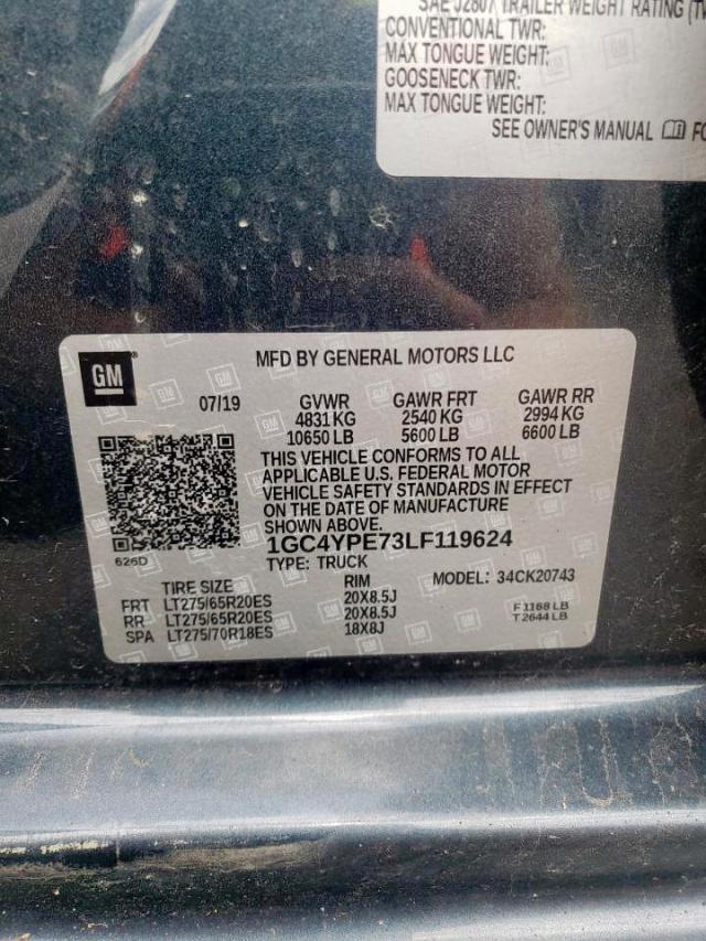 Photo 10 from auction – 2020 CHEVROLET SILVERADO with VIN 1GC4YPE73LF119624