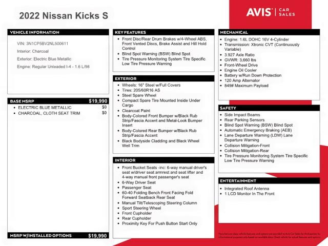 Photo 10 from auction – 2022 NISSAN KICKS S with VIN 3N1CP5BV2NL500611