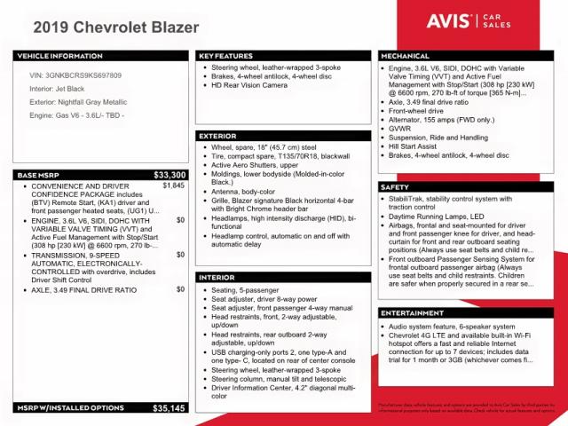 Photo 10 from auction – 2019 CHEVROLET BLAZER 2LT with VIN 3GNKBCRS9KS697809