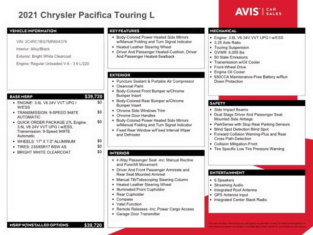 Photo 10 from auction – 2021 CHRYSLER PACIFICA T with VIN 2C4RC1BG7MR604378