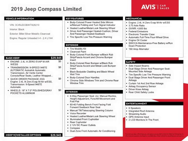 Photo 10 from auction – 2019 JEEP COMPASS LI with VIN 3C4NJDCB0KT828210