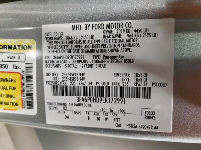 Photo 10 from auction – 2014 FORD FUSION SE with VIN 3FA6P0HD9ER172991
