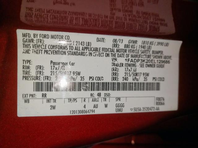Photo 10 from auction – 2014 FORD FOCUS SE with VIN 1FADP3K20EL129686