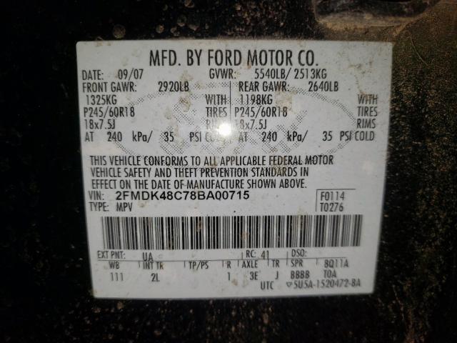 Photo 10 from auction – 2008 FORD EDGE SEL with VIN 2FMDK48C78BA00715