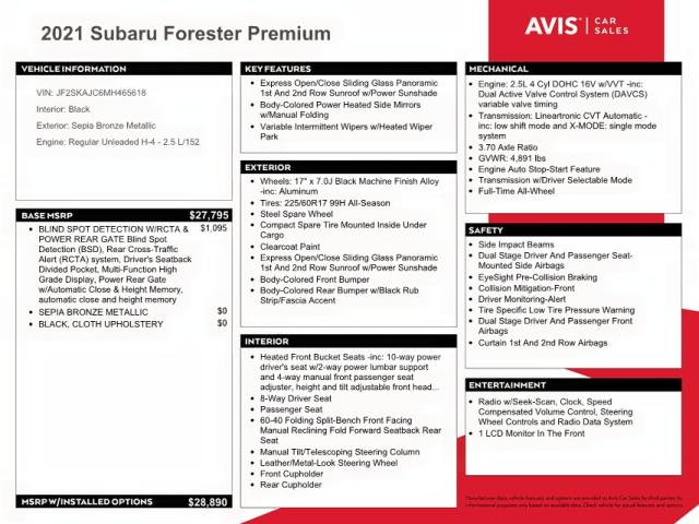 Photo 10 from auction – 2021 SUBARU FORESTER P with VIN JF2SKAJC6MH465618