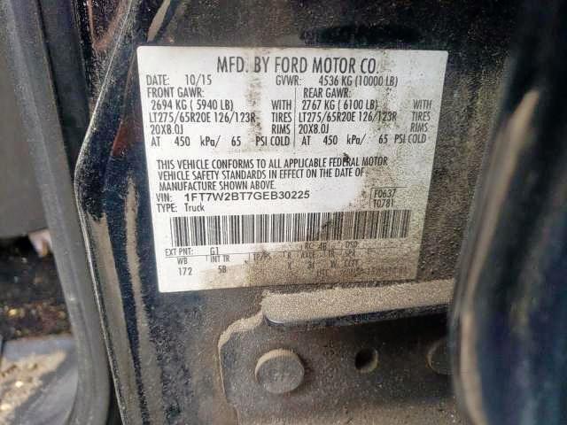 Photo 10 from auction – 2016 FORD F250 SUPER with VIN 1FT7W2BT7GEB30225