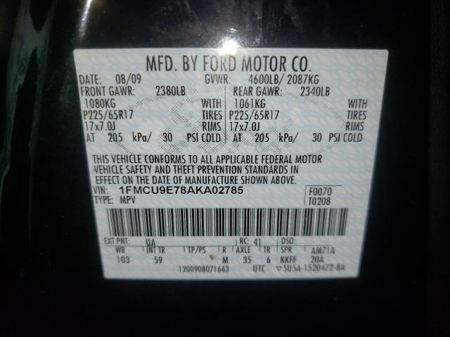 Photo 10 from auction – 2010 FORD ESCAPE LIM with VIN 1FMCU9E78AKA02785