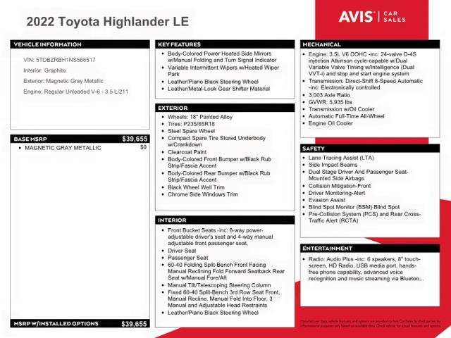 Photo 10 from auction – 2022 TOYOTA HIGHLANDER with VIN 5TDBZRBH1NS566517