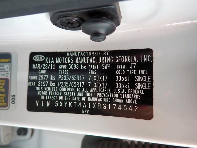 Photo 10 from auction – 2011 KIA SORENTO BA with VIN 5XYKT4A1XBG174542