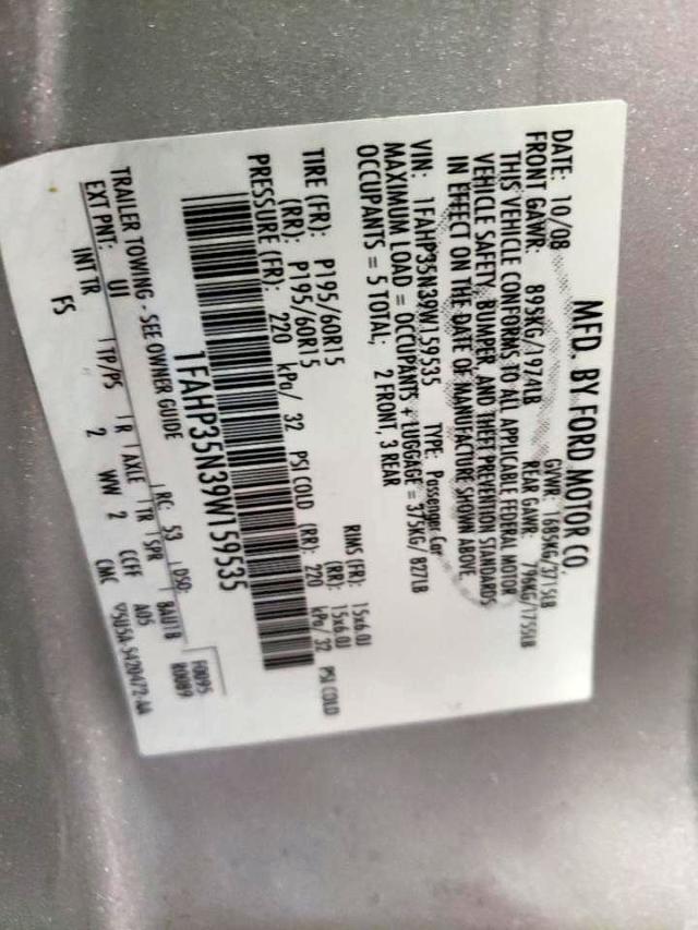 Photo 10 from auction – 2009 FORD FOCUS SE with VIN 1FAHP35N39W159535