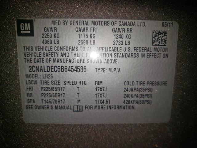 Photo 10 from auction – 2011 CHEVROLET EQUINOX LT with VIN 2CNALDEC6B6454586