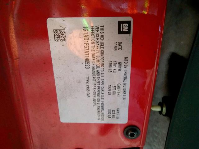 Photo 10 from auction – 2010 CHEVROLET COBALT 1LT with VIN 1G1AD1F57A7140520