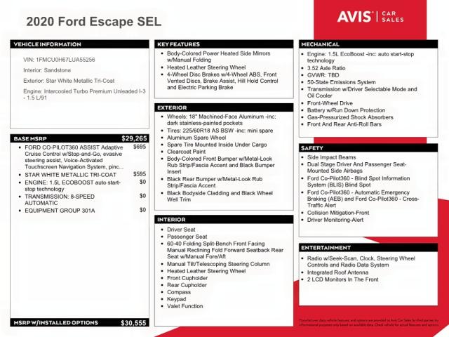 Photo 10 from auction – 2020 FORD ESCAPE SEL with VIN 1FMCU0H67LUA55256
