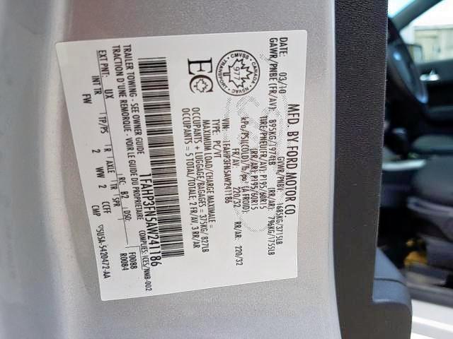 Photo 9 from auction – 2010 FORD FOCUS SE with VIN 1FAHP3FN5AW241186