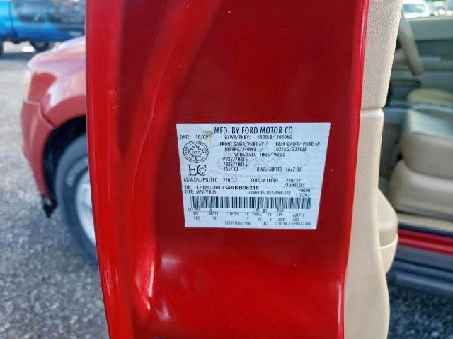 Photo 9 from auction – 2010 FORD ESCAPE XLT with VIN 1FMCU0DG4AKB06218