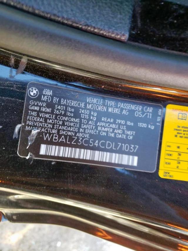 Photo 10 from auction – 2012 BMW 650 I with VIN WBALZ3C54CDL71037