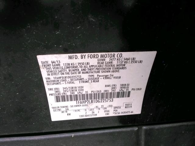 Photo 10 from auction – 2013 FORD TAURUS POL with VIN 1FAHP2L81DG225753