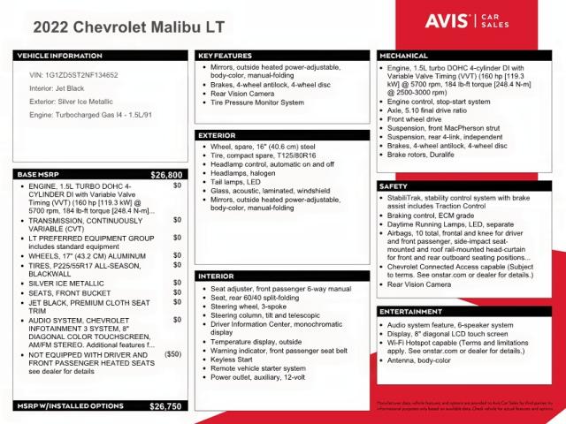 Photo 10 from auction – 2022 CHEVROLET MALIBU LT with VIN 1G1ZD5ST2NF134652