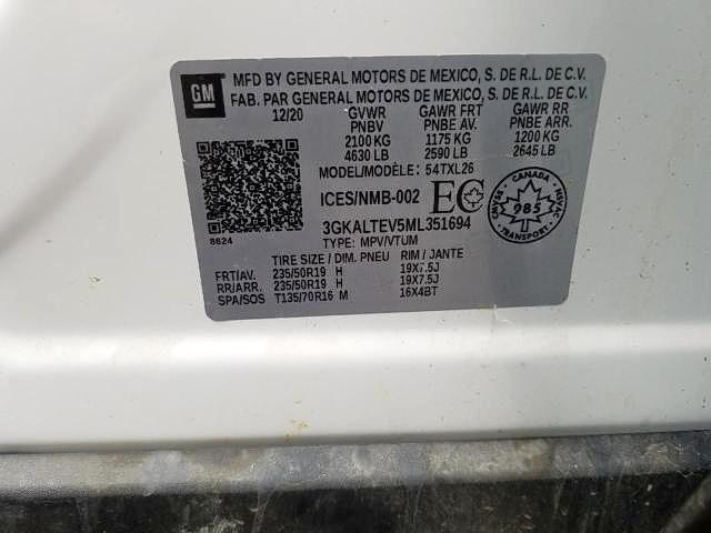 Photo 9 from auction – 2021 GMC TERRAIN SL with VIN 3GKALTEV5ML351694