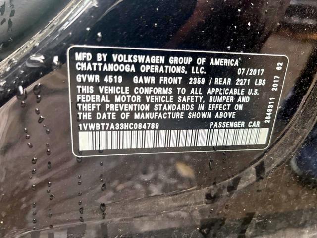 Photo 10 from auction – 2017 VOLKSWAGEN PASSAT SE with VIN 1VWBT7A33HC084789
