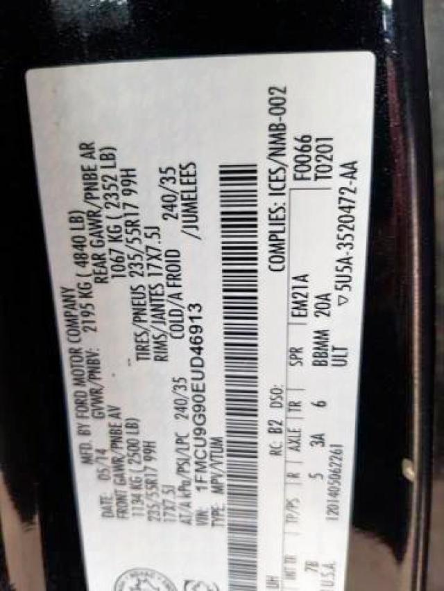 Photo 9 from auction – 2014 FORD ESCAPE SE with VIN 1FMCU9G90EUD46913