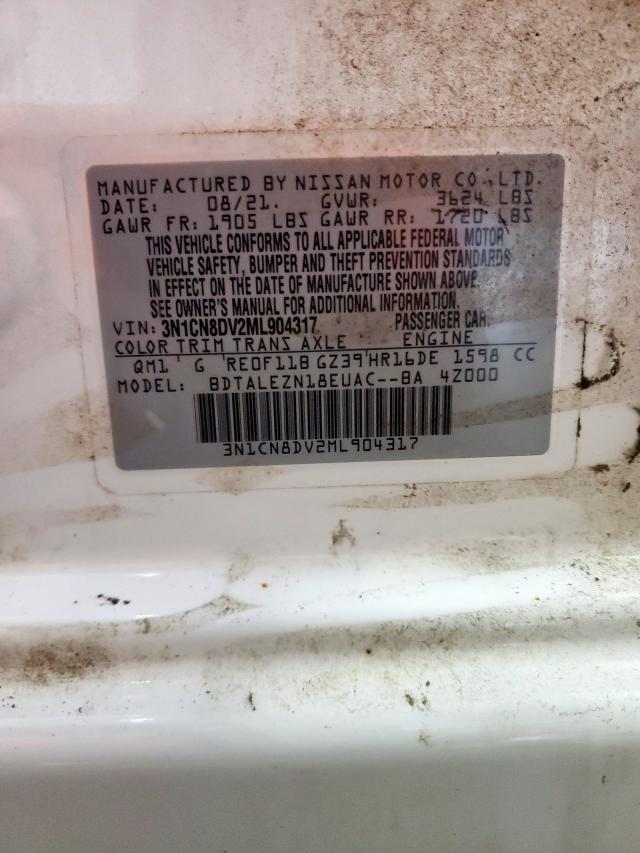 Photo 10 from auction – 2021 NISSAN VERSA S with VIN 3N1CN8DV2ML904317
