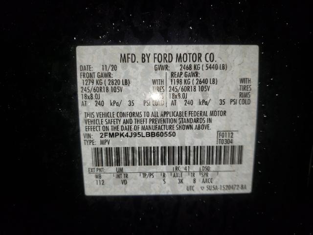 Photo 10 from auction – 2020 FORD EDGE SEL with VIN 2FMPK4J95LBB60550
