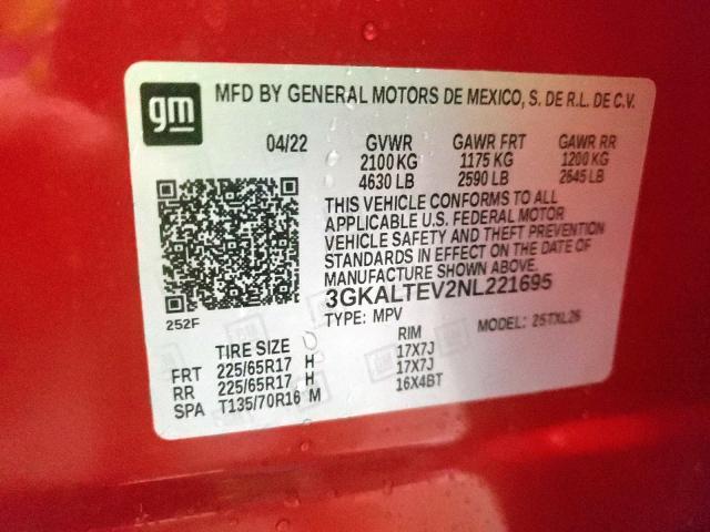 Photo 10 from auction – 2022 GMC TERRAIN SL with VIN 3GKALTEV2NL221695