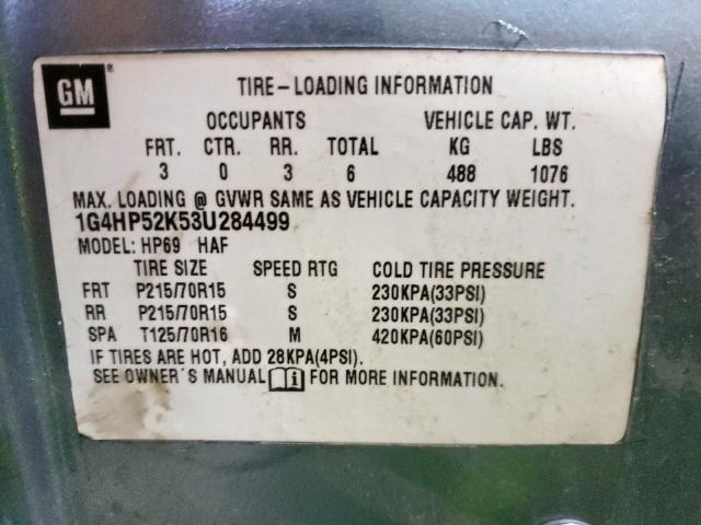 Photo 10 from auction – 2003 BUICK LESABRE CU with VIN 1G4HP52K53U284499