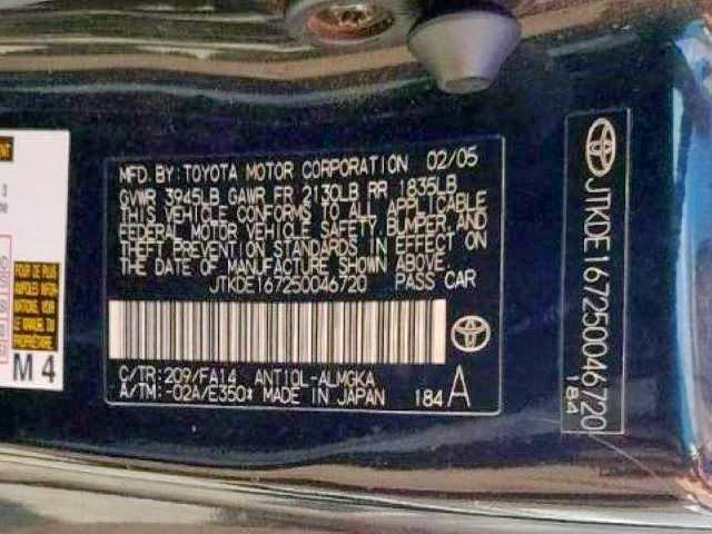 Photo 10 from auction – 2005 TOYOTA SCION TC with VIN JTKDE167250046720